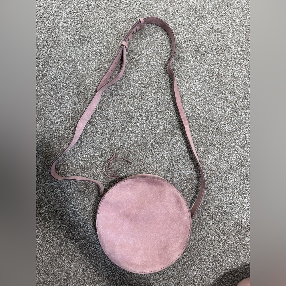 Madewell Pink Suede Circle Crossbody Bag